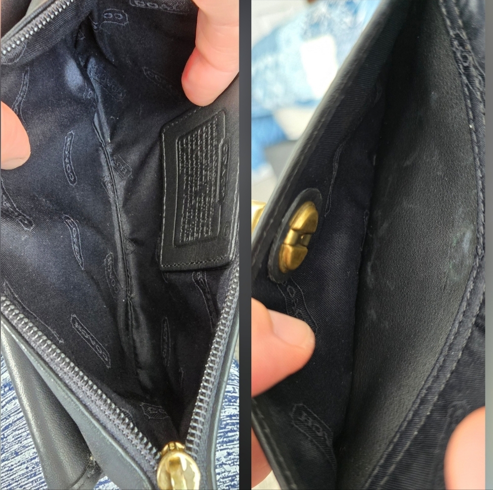 Vintage Coach Front Flap Turnlock Leather Wristlet Wallet in black EUC 7 × 4 - Picture 8 of 9